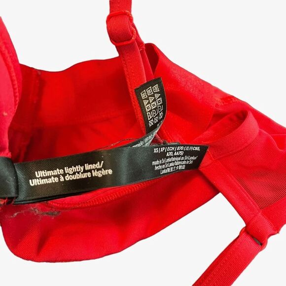 VICTORIA'S SECRET PINK Active Red Gold Spell Out Lightly Lined Bralette Bra XS - Picture 16 of 16